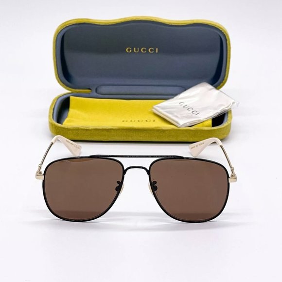 Sale! New Gucci Unisex 57mm Black and Brown Sunglasses! - Picture 2 of 8